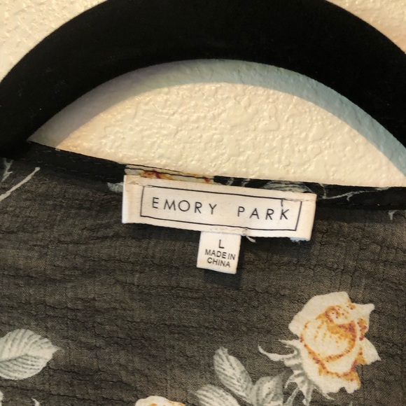 EUC Emory Park Size L Landy Crochet Trim Open Front Woven Kimono - Picture 3 of 6